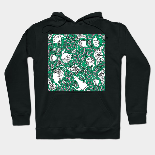 Tea Time Green Hoodie by HLeslie Design